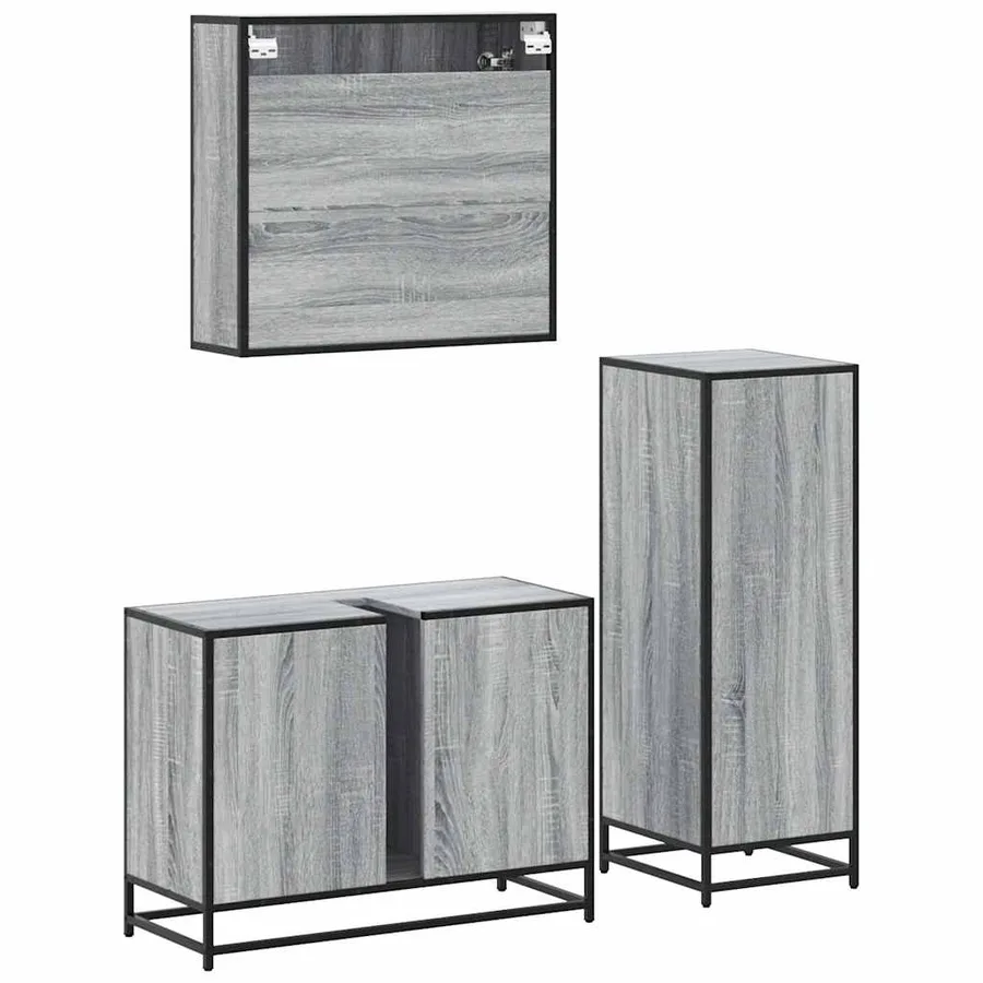 Ensemble de meubles de salle de bain 3 pcs Sonoma gris - 7