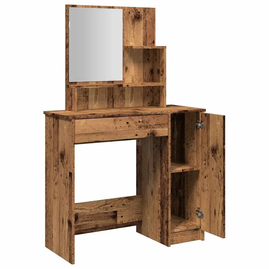 Coiffeuse avec miroir vieux bois 86,5x35x136 cm - 7