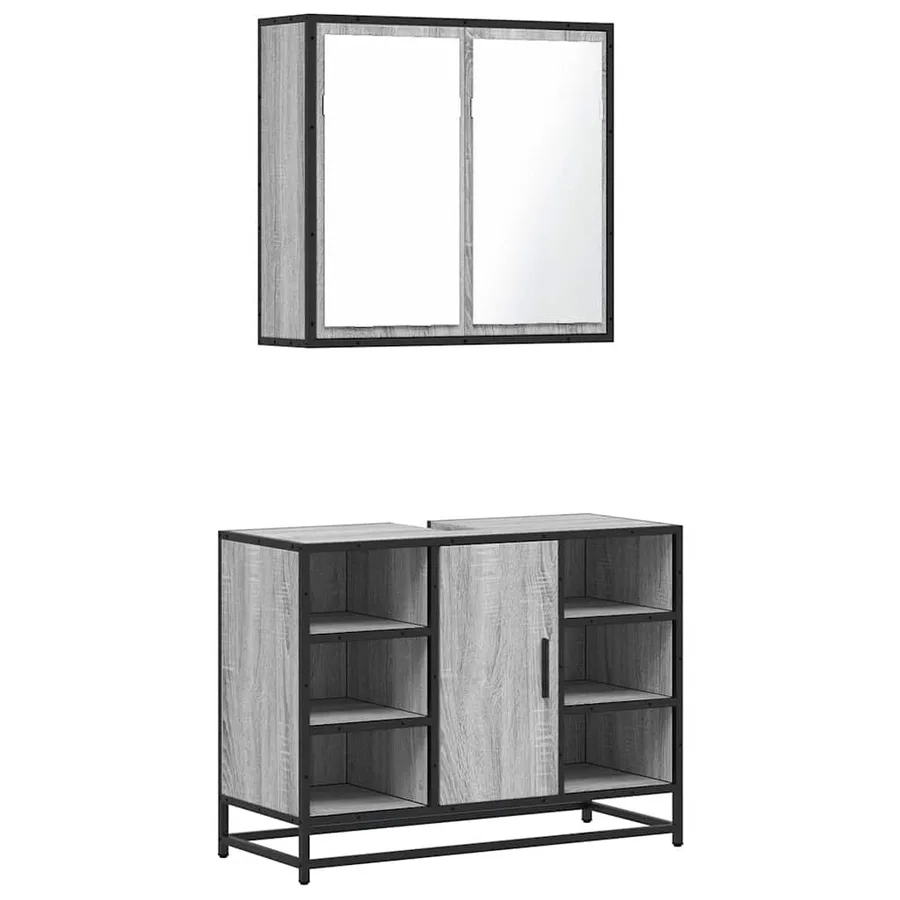 Ensemble de meubles de salle de bain 2 pcs Sonoma gris - 2