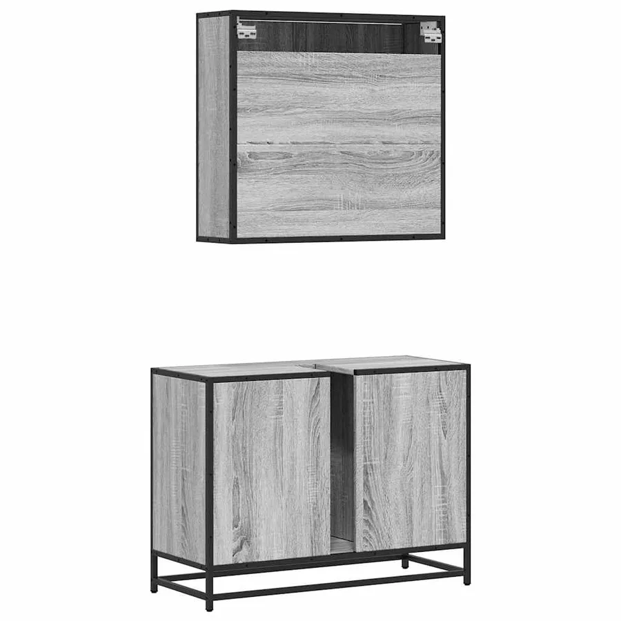 Ensemble de meubles de salle de bain 2 pcs Sonoma gris - 7