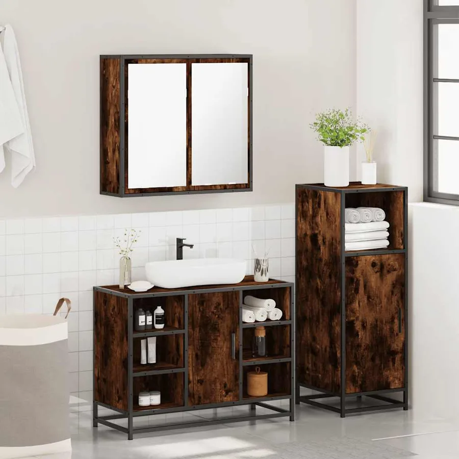 Ensemble de meubles de salle de bain 3 pcs Chêne fumé - 4