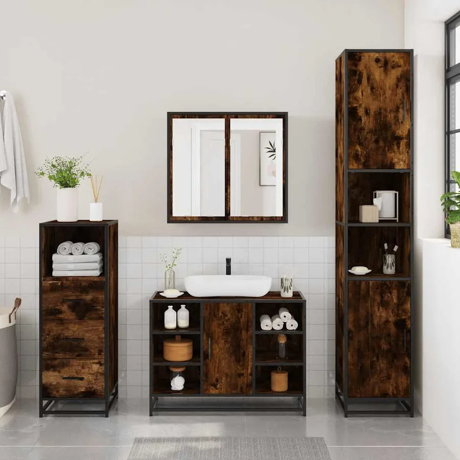 Ensemble de meubles de salle de bain 3 pcs Chêne fumé - 3