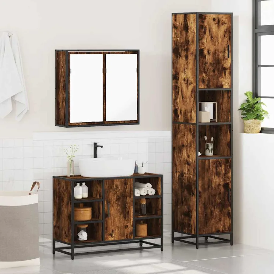 Ensemble de meubles de salle de bain 3 pcs Chêne fumé - 4