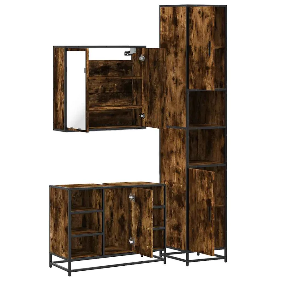 Ensemble de meubles de salle de bain 3 pcs Chêne fumé - 8