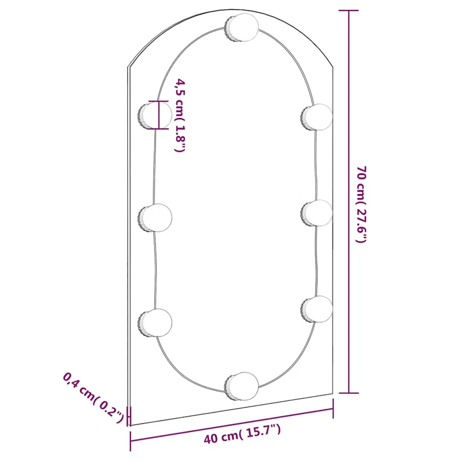 Miroir avec éclairage LED 70x40 cm Verre Arche - 13