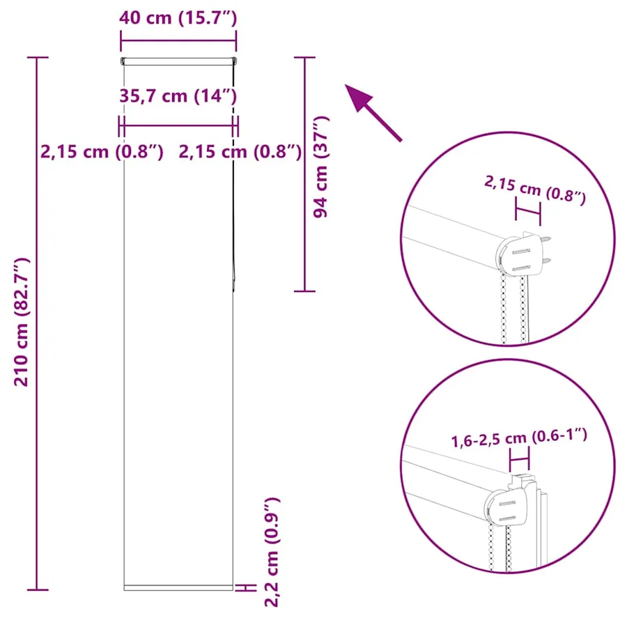 Store enrouleur occultant largeur du tissu 35,7 cm polyester - 18