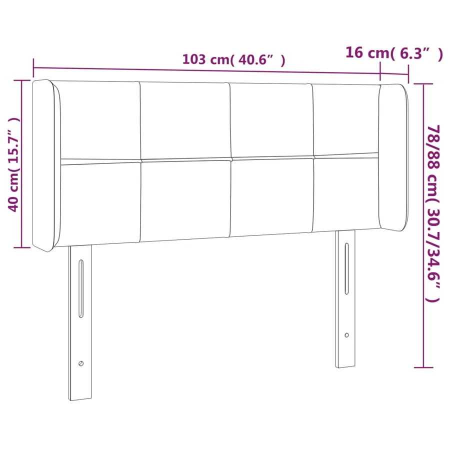 Tête de lit avec oreilles Noir 103x16x78/88 cm Tissu - 9