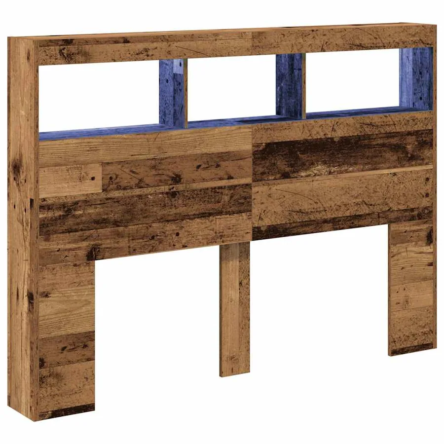 Armoire tête de lit avec LED vieux bois 140x17x102 cm - 3
