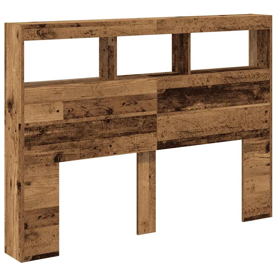 Armoire tête de lit avec LED vieux bois 140x17x102 cm - 6