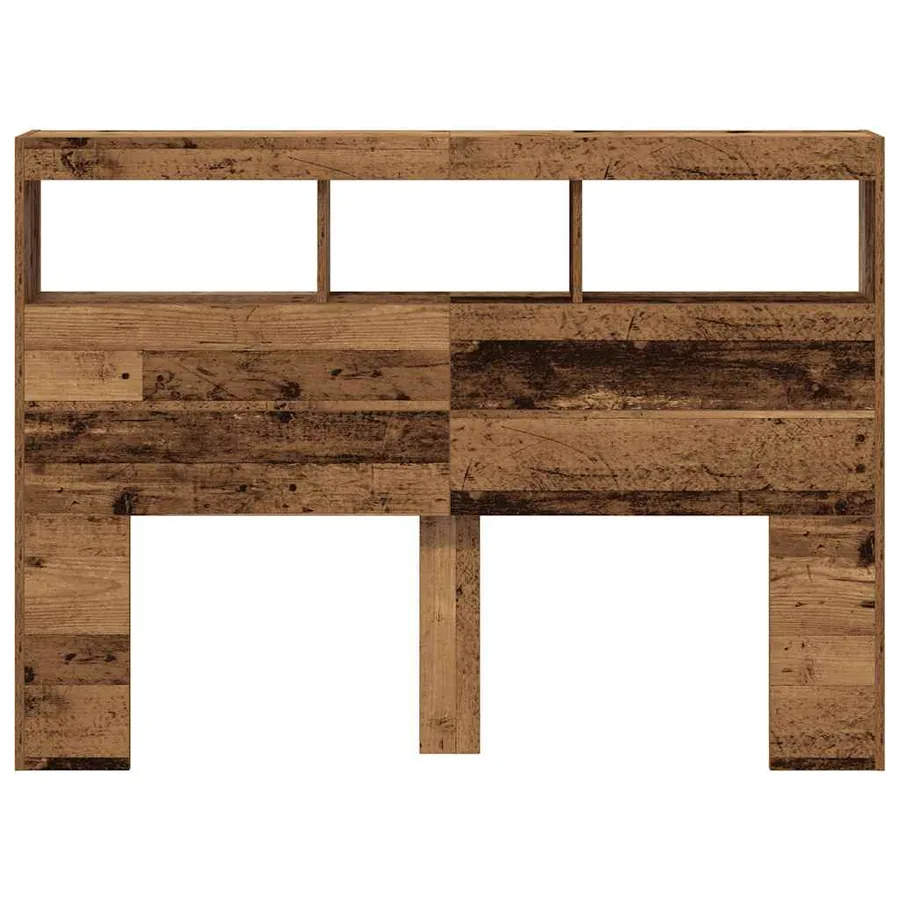 Armoire tête de lit avec LED vieux bois 140x17x102 cm - 7