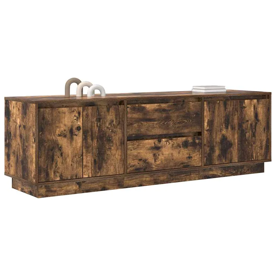 Meuble TV avec lumières LED chêne fumé 160,5x41x50 cm - 5