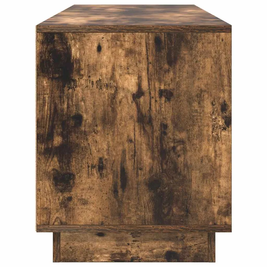 Meuble TV avec lumières LED chêne fumé 160,5x41x50 cm - 8