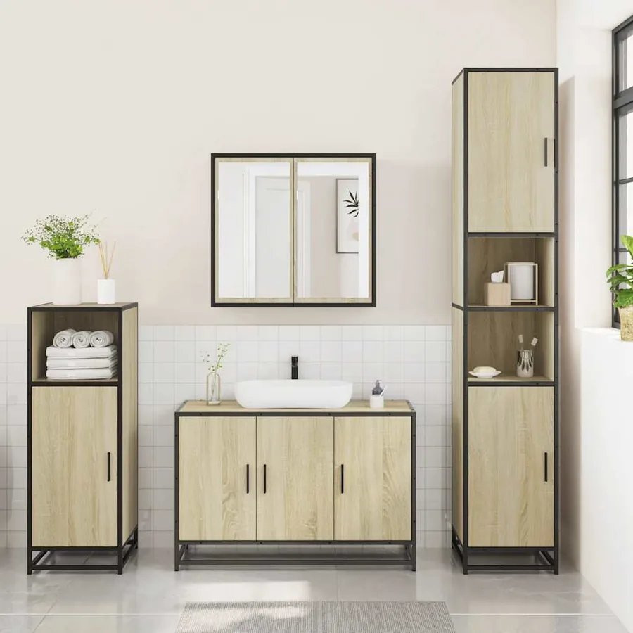 Ensemble de meubles de salle de bain 3 pcs chêne sonoma - 3