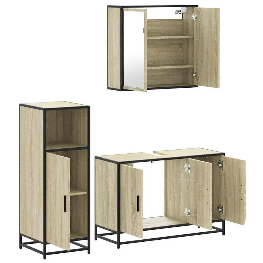 Ensemble de meubles de salle de bain 3 pcs chêne sonoma - 6
