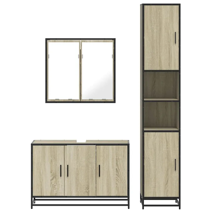 Ensemble de meubles de salle de bain 3 pcs chêne sonoma - 5