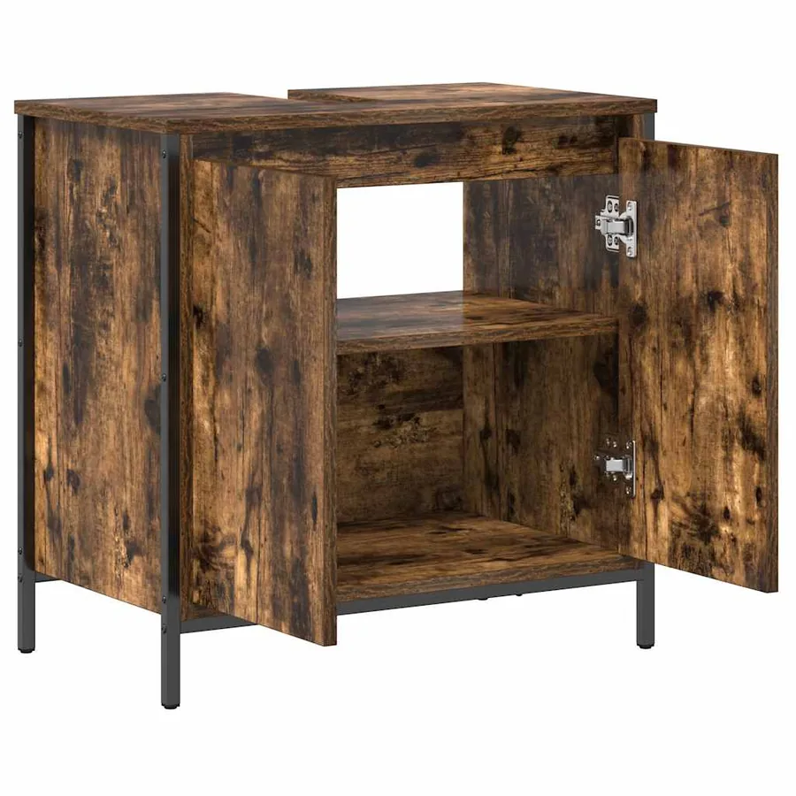 Meuble de salle de bain lavabo chêne fumé 60x34,5x60 cm - 5