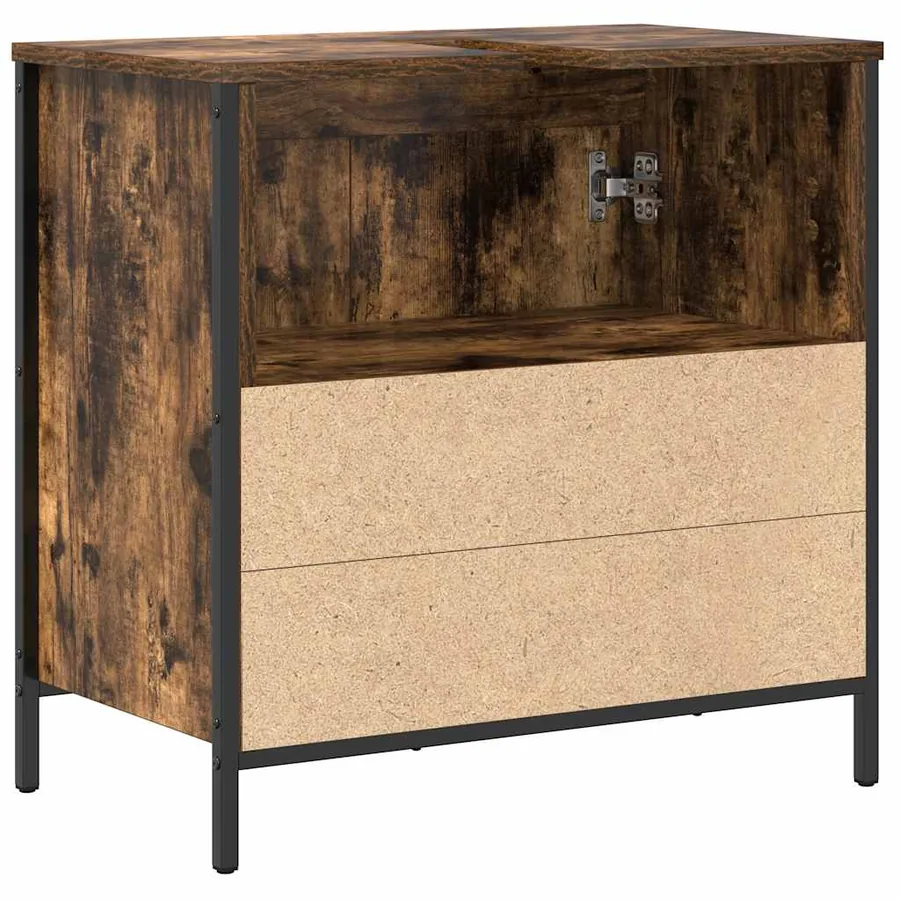Meuble de salle de bain lavabo chêne fumé 60x34,5x60 cm - 8