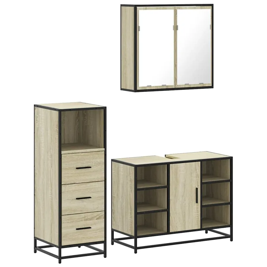 Ensemble de meubles de salle de bain 3 pcs chêne sonoma - 2