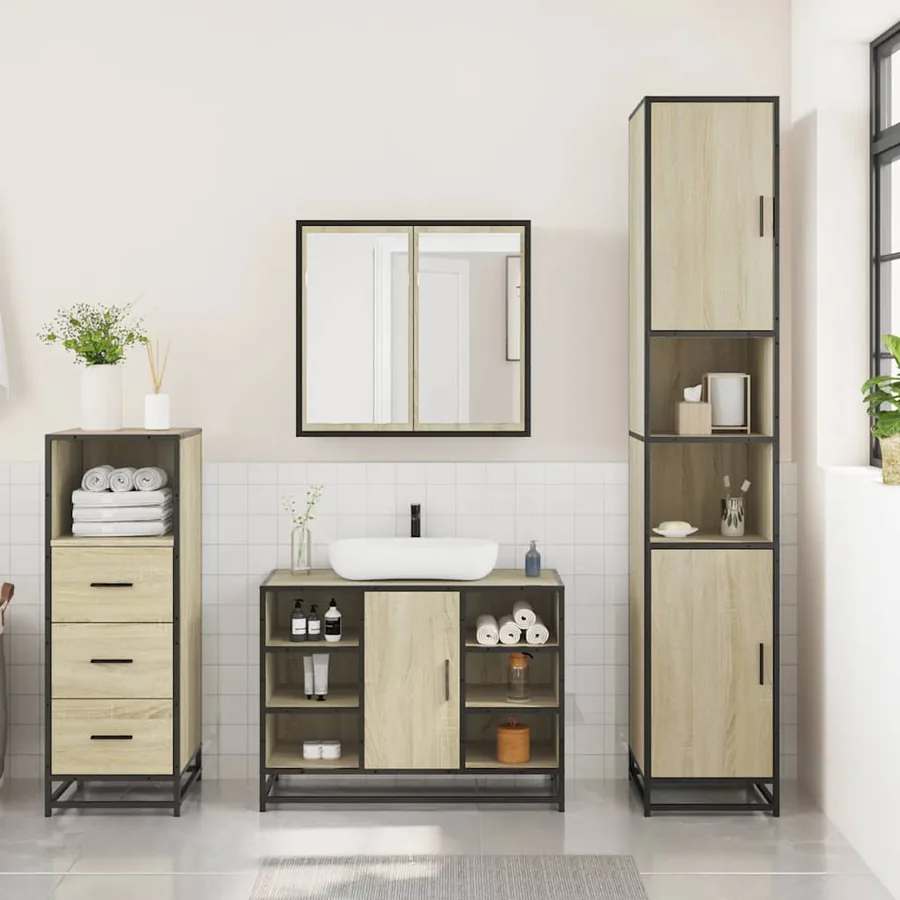 Ensemble de meubles de salle de bain 3 pcs chêne sonoma - 3