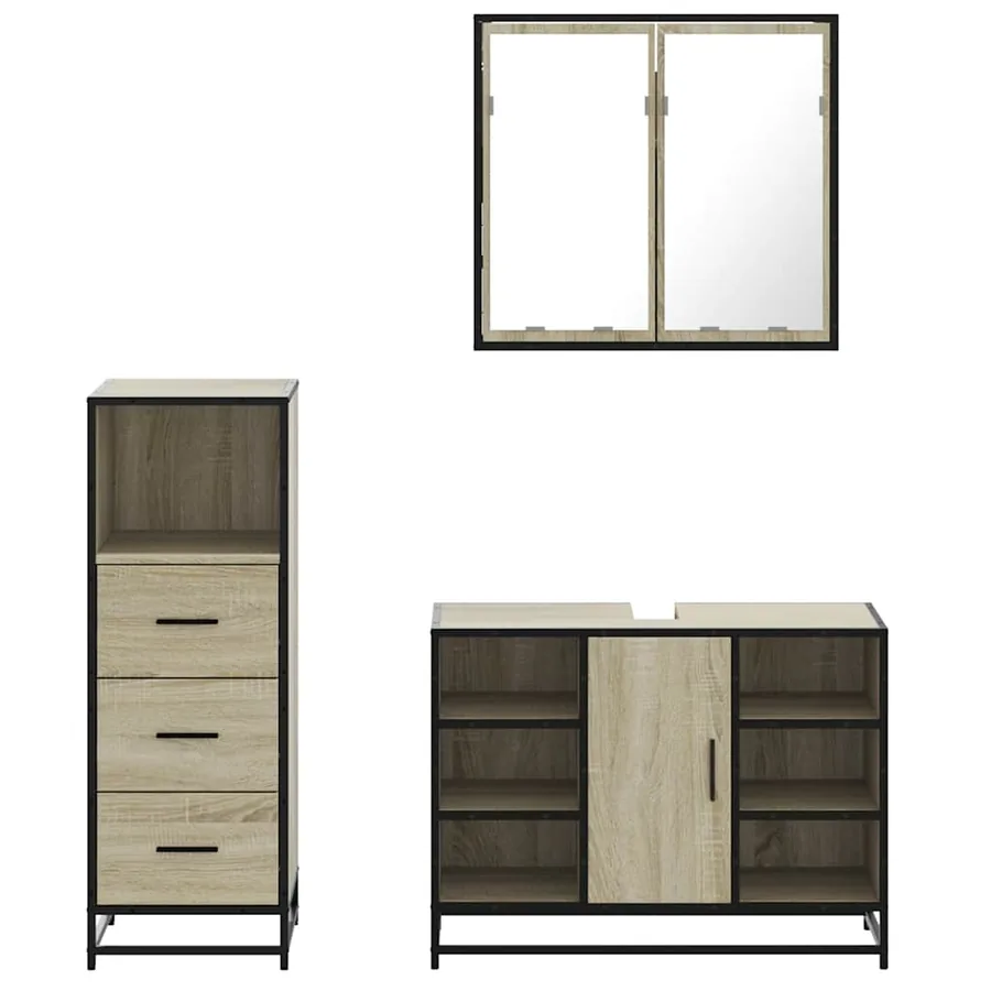 Ensemble de meubles de salle de bain 3 pcs chêne sonoma - 5