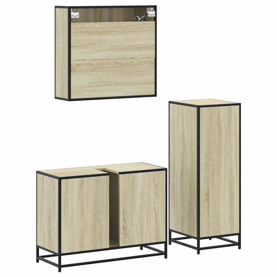Ensemble de meubles de salle de bain 3 pcs chêne sonoma - 7