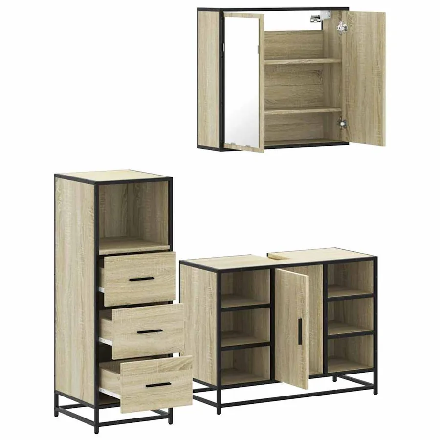 Ensemble de meubles de salle de bain 3 pcs chêne sonoma - 8