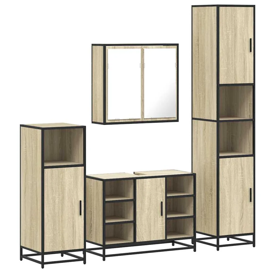 Ensemble de meubles de salle de bain 4 pcs chêne sonoma - 2