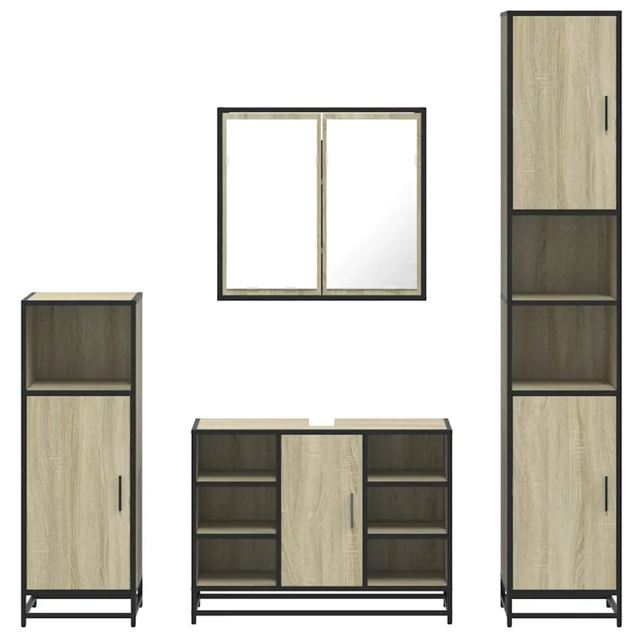 Ensemble de meubles de salle de bain 4 pcs chêne sonoma - 5