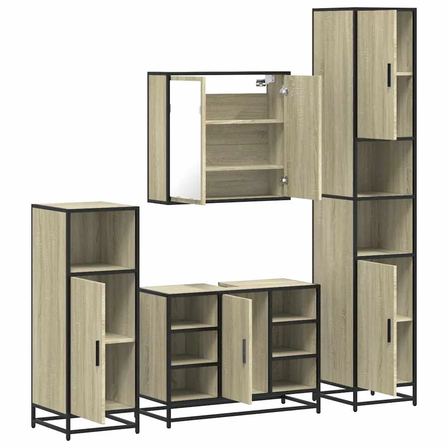 Ensemble de meubles de salle de bain 4 pcs chêne sonoma - 6