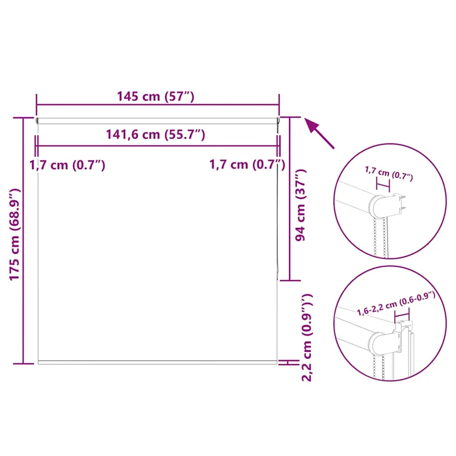Store enrouleur occultant largeur du tissu 141,6 cm polyester - 18