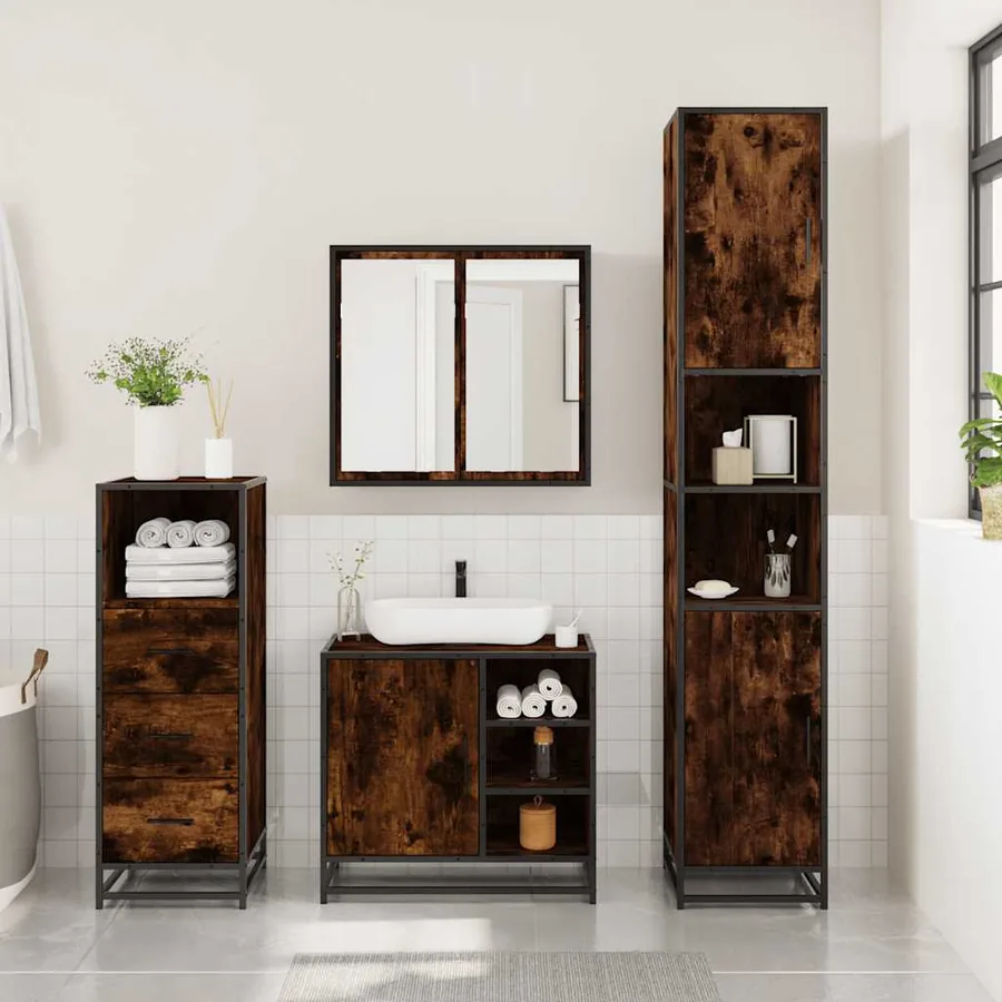 Ensemble de meubles de salle de bain 3 pcs Chêne fumé - 3
