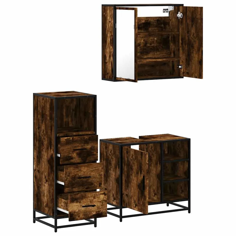 Ensemble de meubles de salle de bain 3 pcs Chêne fumé - 6