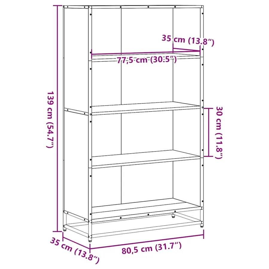 Bibliothèque chêne marron 80,5x35x139 cm bois d'ingénierie - 9