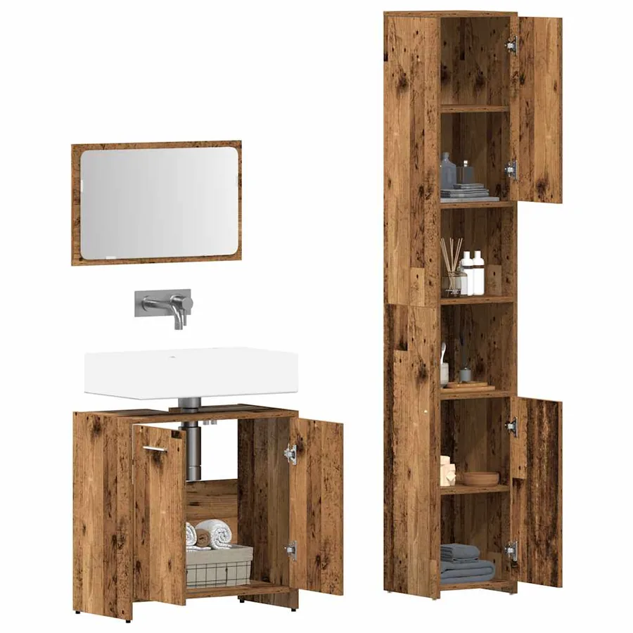 Ensemble de meubles salle de bain 3 pcs bois d'ingénierie - 3