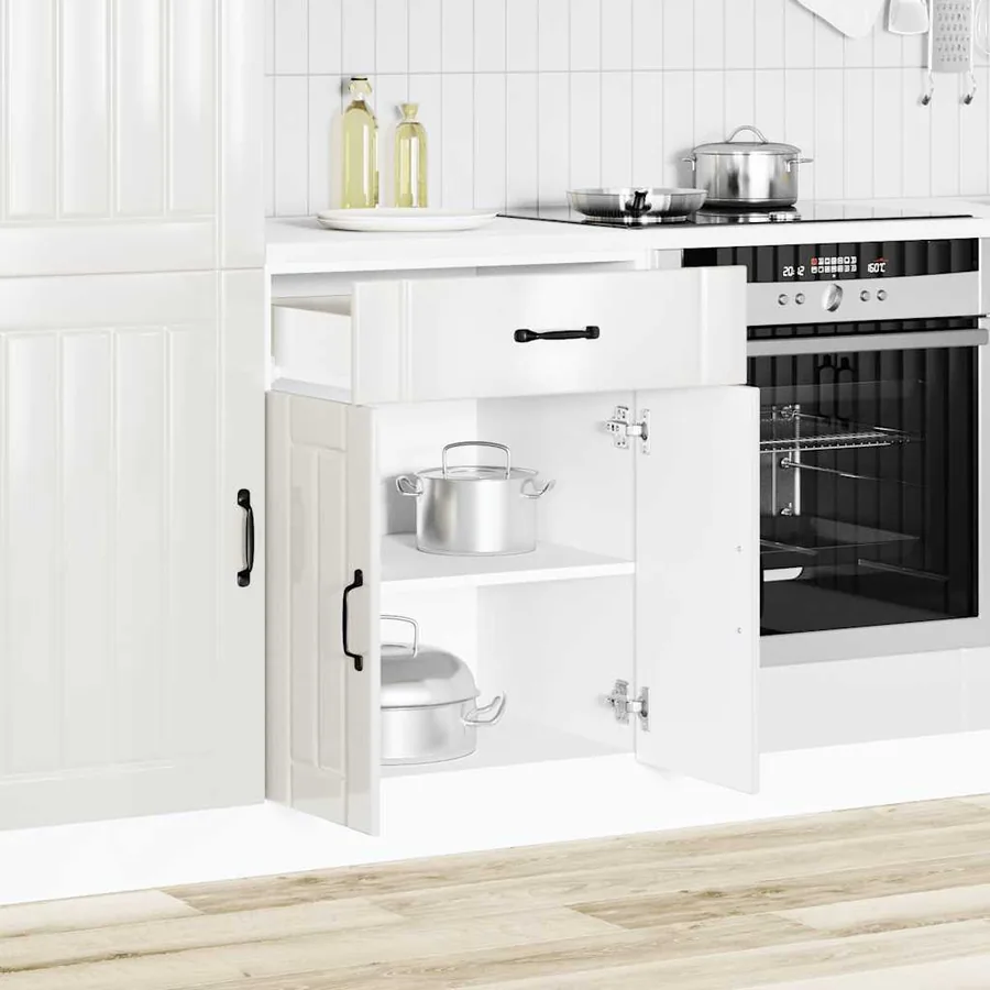 Armoire de cuisine Lucca blanc brillant bois ingénierie - 3