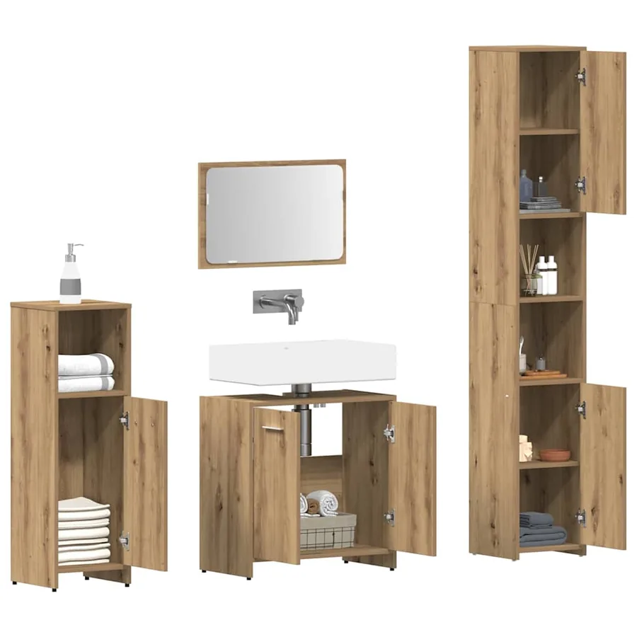 Ensemble de meubles salle de bain 4 pcs bois d'ingénierie - 3