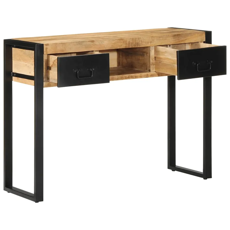 Table console 100x35x75 cm bois de manguier massif brut - 3