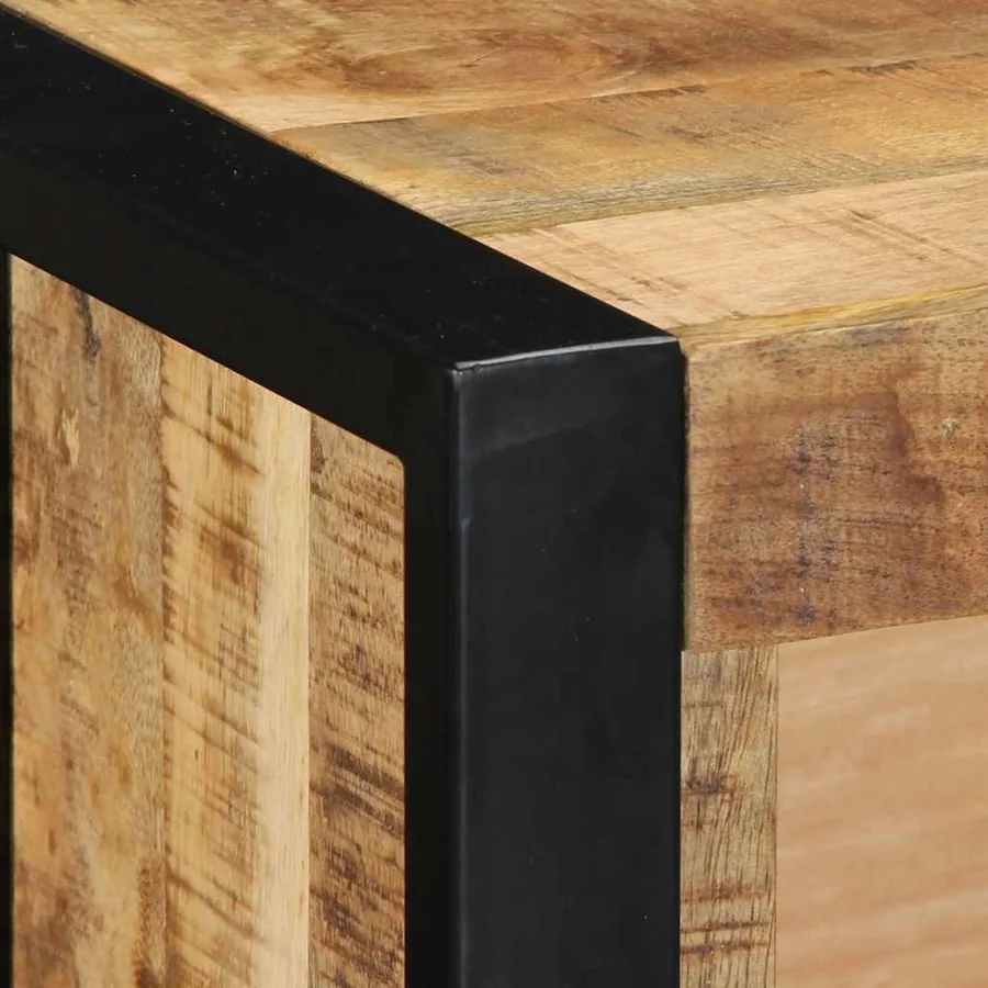 Meuble TV 80x30x25 cm bois massif de manguier brut - 5