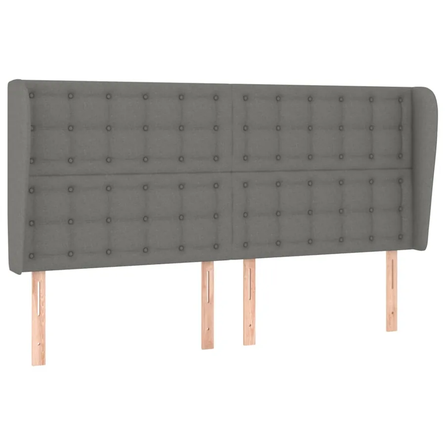 Tête de lit avec oreilles Gris foncé 203x23x118/128 cm Tissu - 2