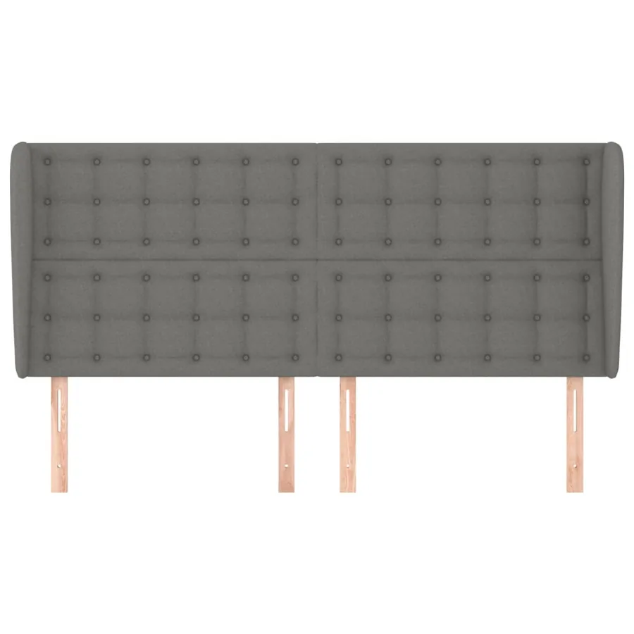 Tête de lit avec oreilles Gris foncé 203x23x118/128 cm Tissu - 3