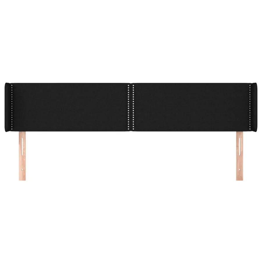 Tête de lit avec oreilles Noir 203x16x78/88 cm Tissu - 3