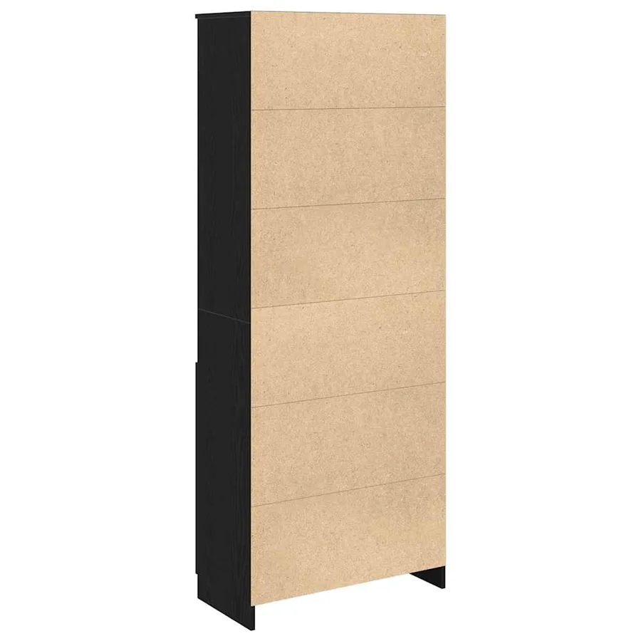 Buffet haut chêne noir 70x35x180 cm bois d'ingénierie - 8