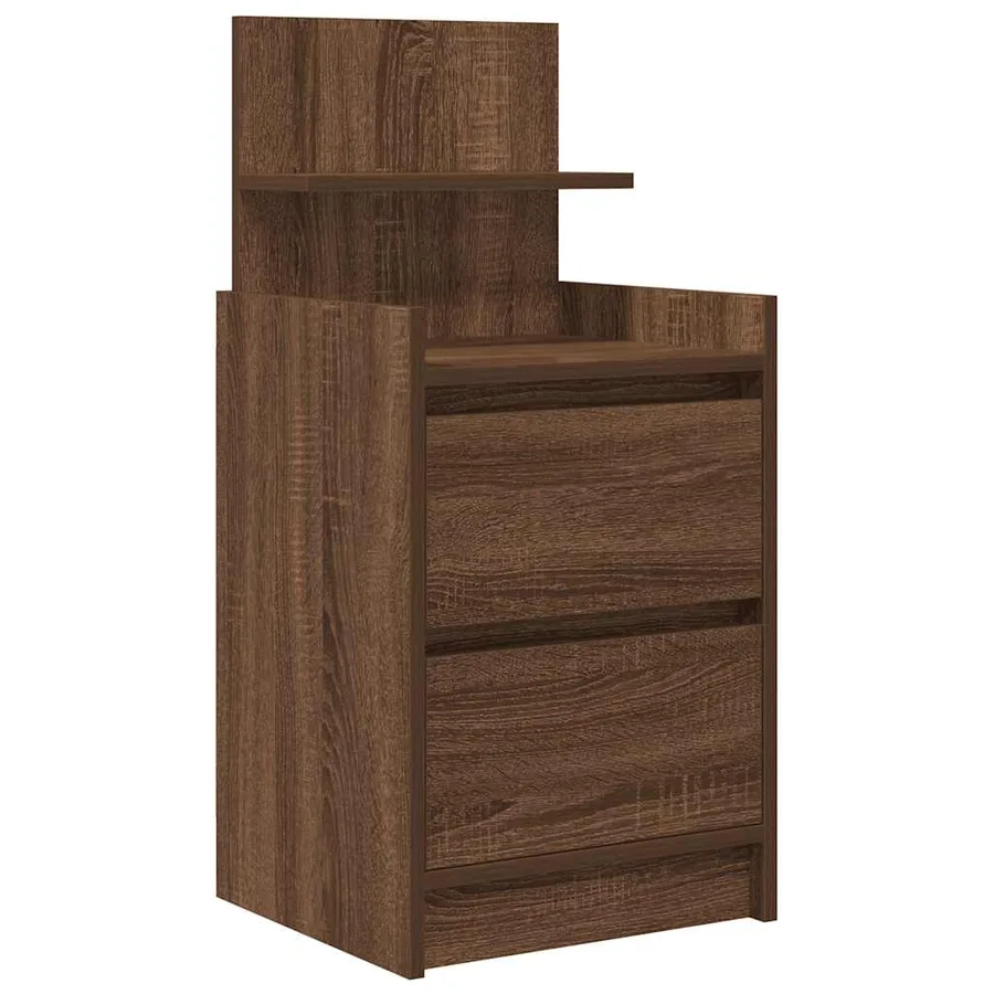 Table de chevet avec 2 tiroirs chêne marron 38x34x80 cm - 2
