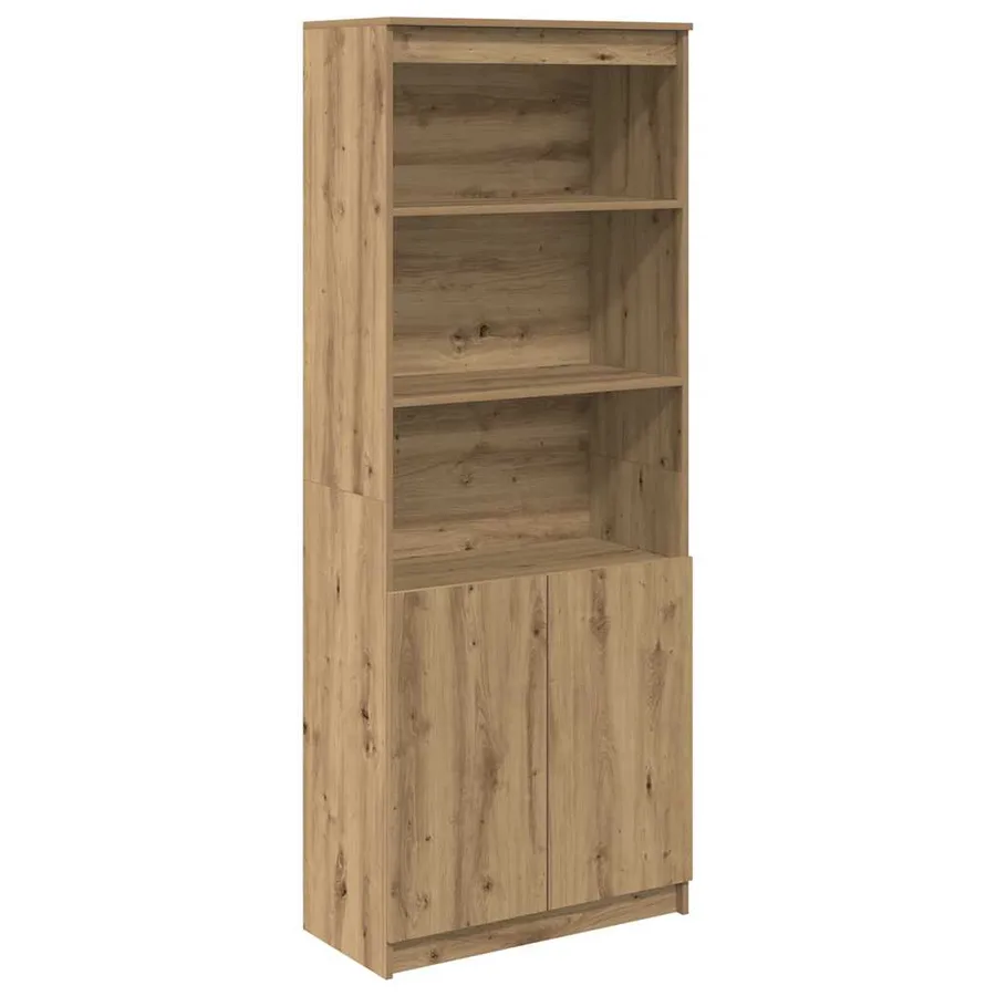 Buffet haut chêne artisanal 70x35x180 cm bois d'ingénierie - 2