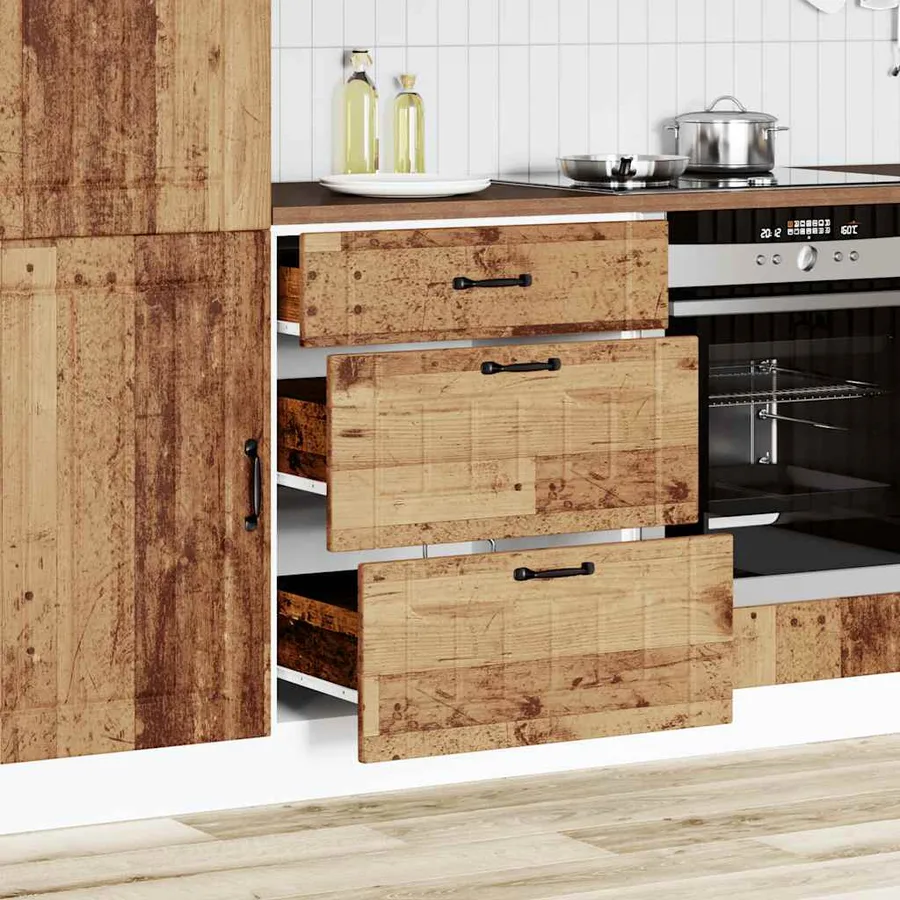 Armoire de cuisine Lucca vieux bois bois ingénierie - 3