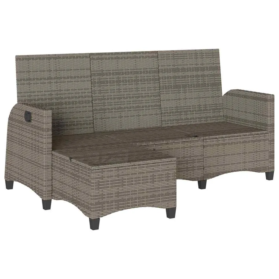 Canapé de jardin inclinable coussins forme de L gris polyrotin - 4