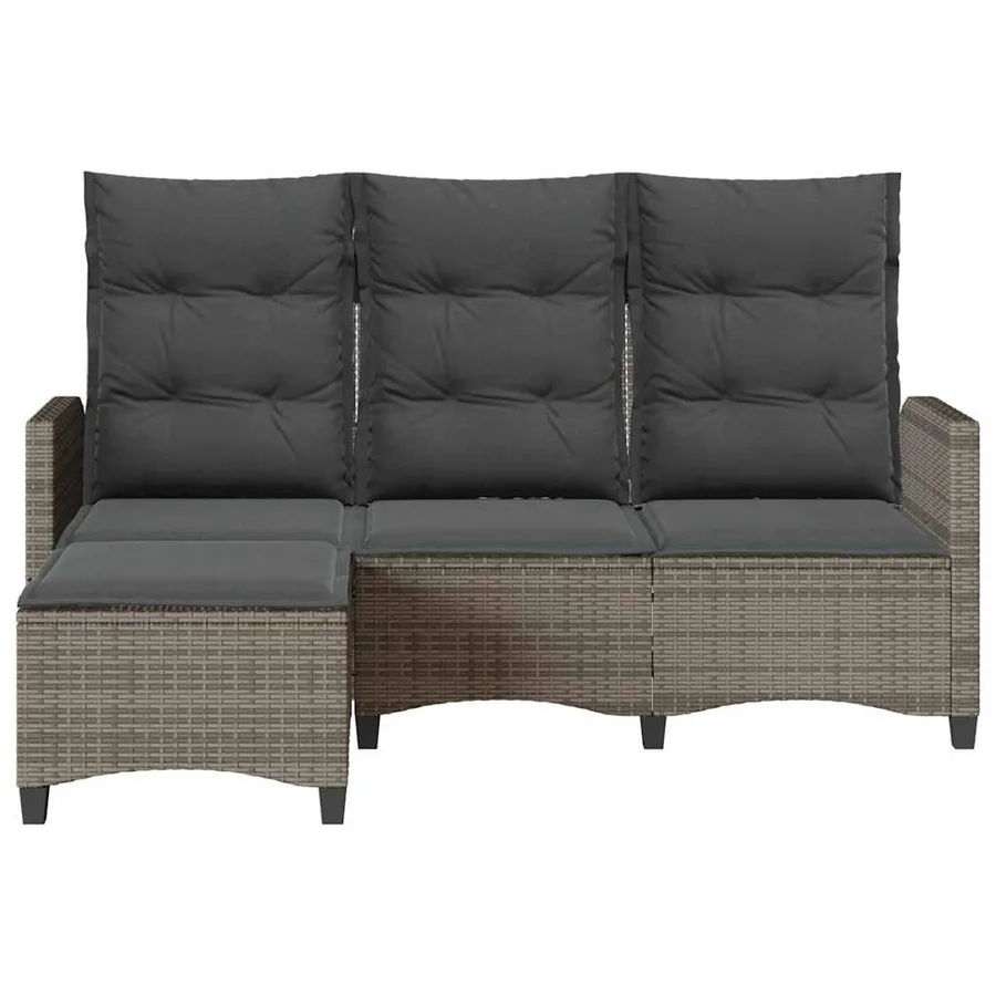Canapé de jardin inclinable coussins forme de L gris polyrotin - 5