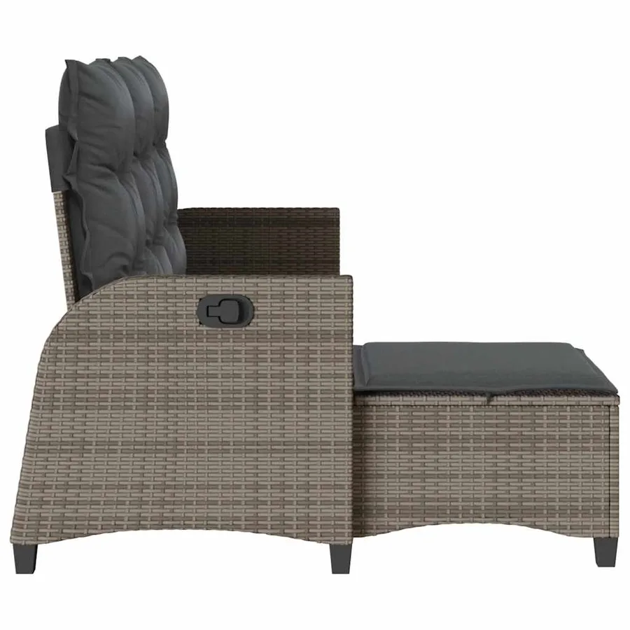 Canapé de jardin inclinable coussins forme de L gris polyrotin - 6