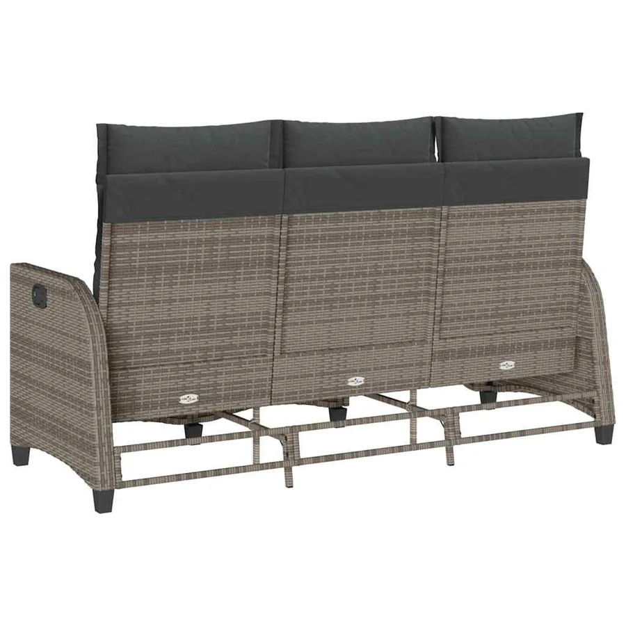 Canapé de jardin inclinable coussins forme de L gris polyrotin - 7