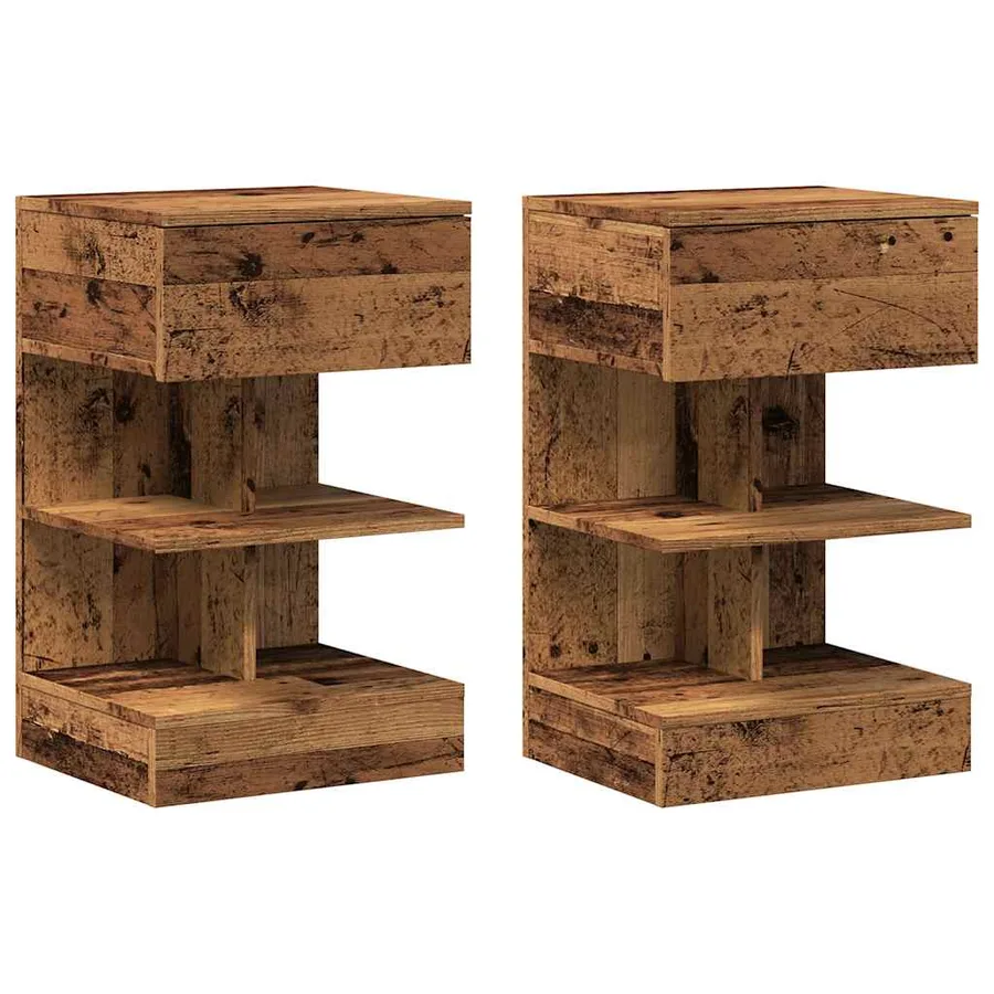 Tables de chevet 2 pcs vieux bois 40x35x65 cm bois d’ingénierie - 2